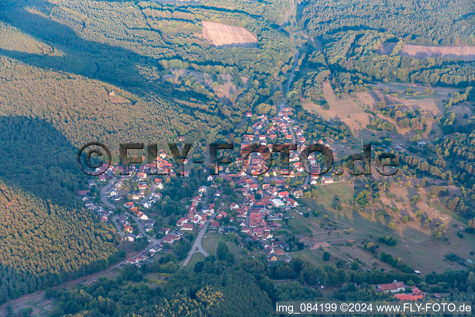 Drone recording of Birkenhördt in the state Rhineland-Palatinate, Germany