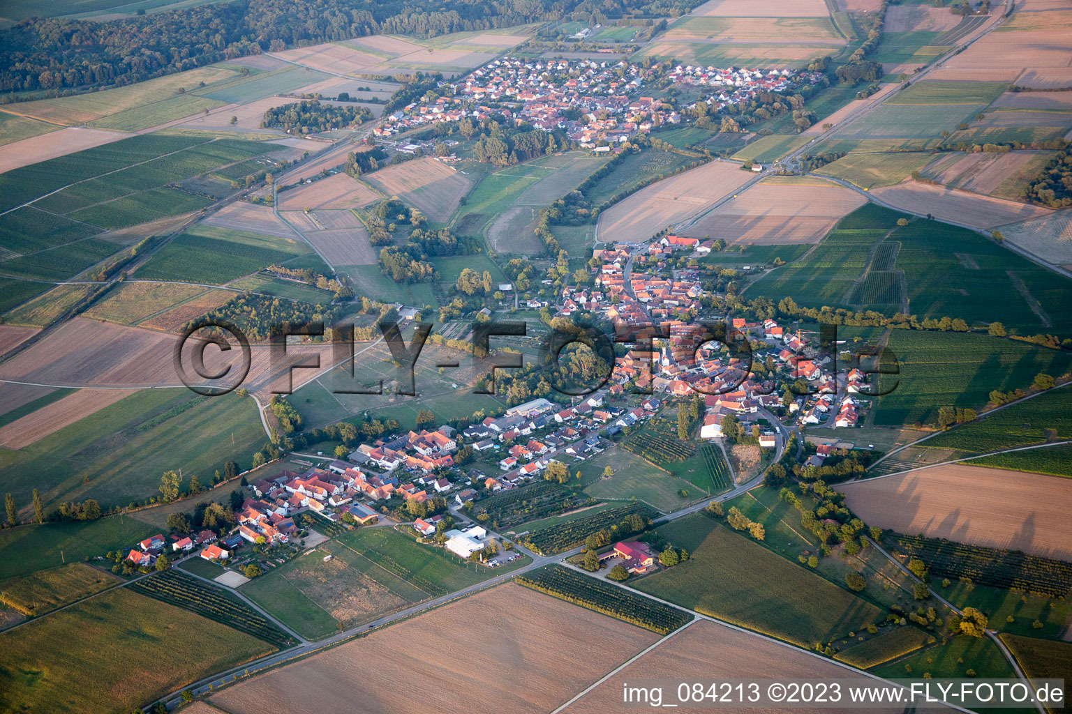 Bird's eye view of Oberhausen in the state Rhineland-Palatinate, Germany