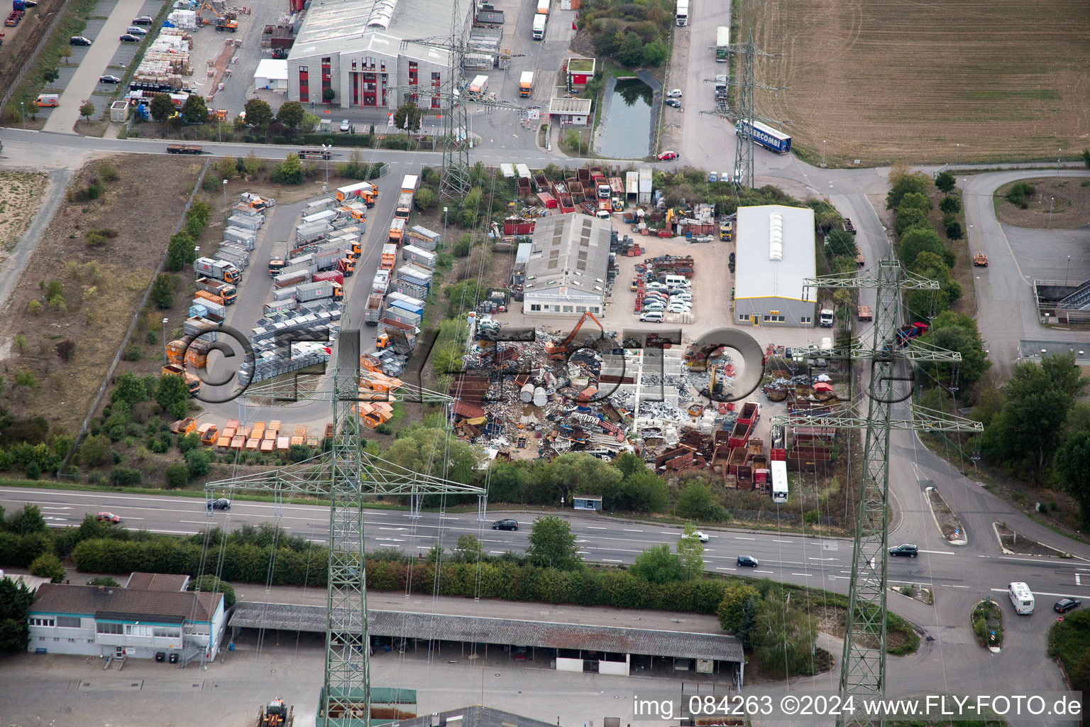 Industrial area North on the Rhine in Worms in the state Rhineland-Palatinate, Germany