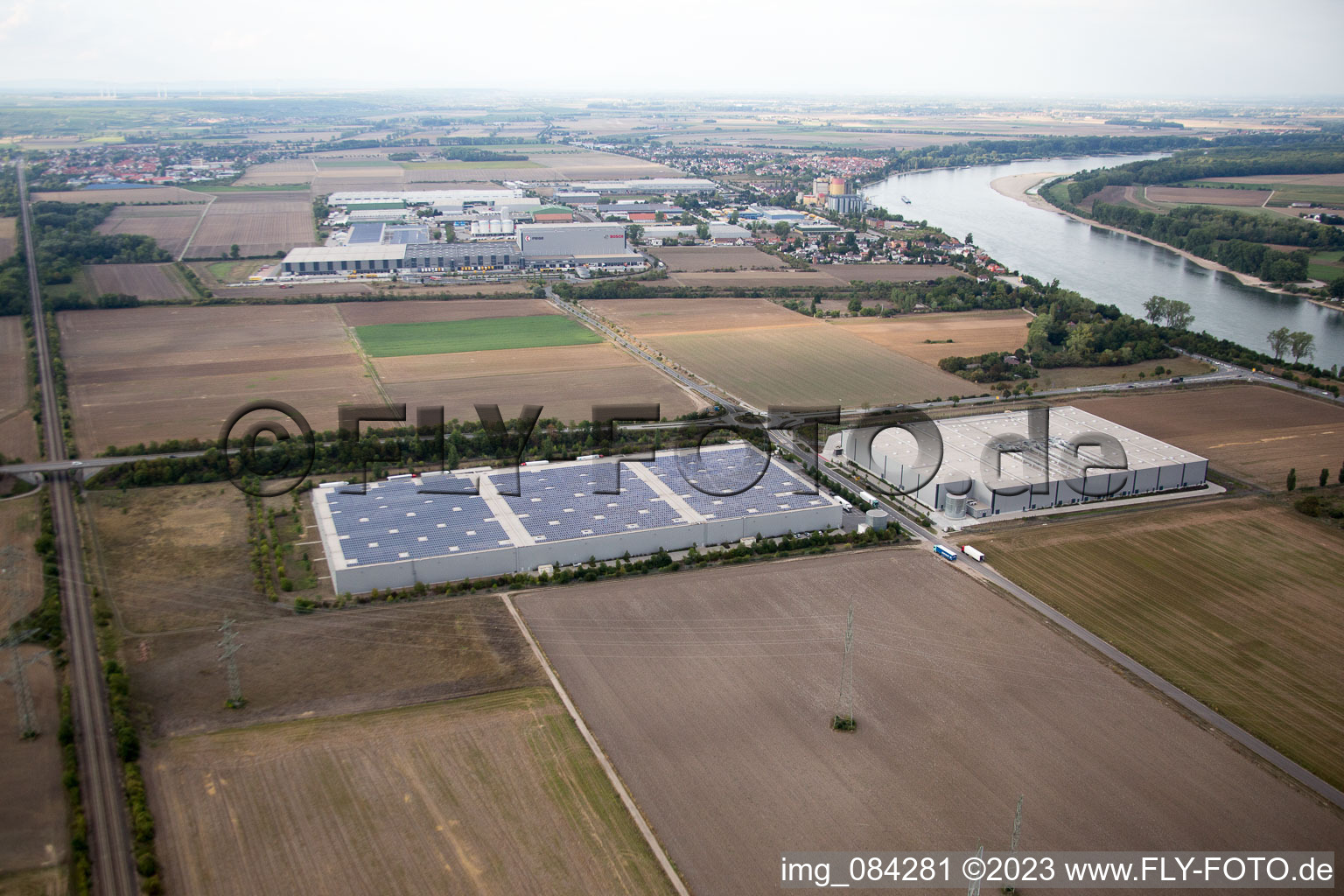 North industrial area on the Rhine in the district Herrnsheim in Worms in the state Rhineland-Palatinate, Germany