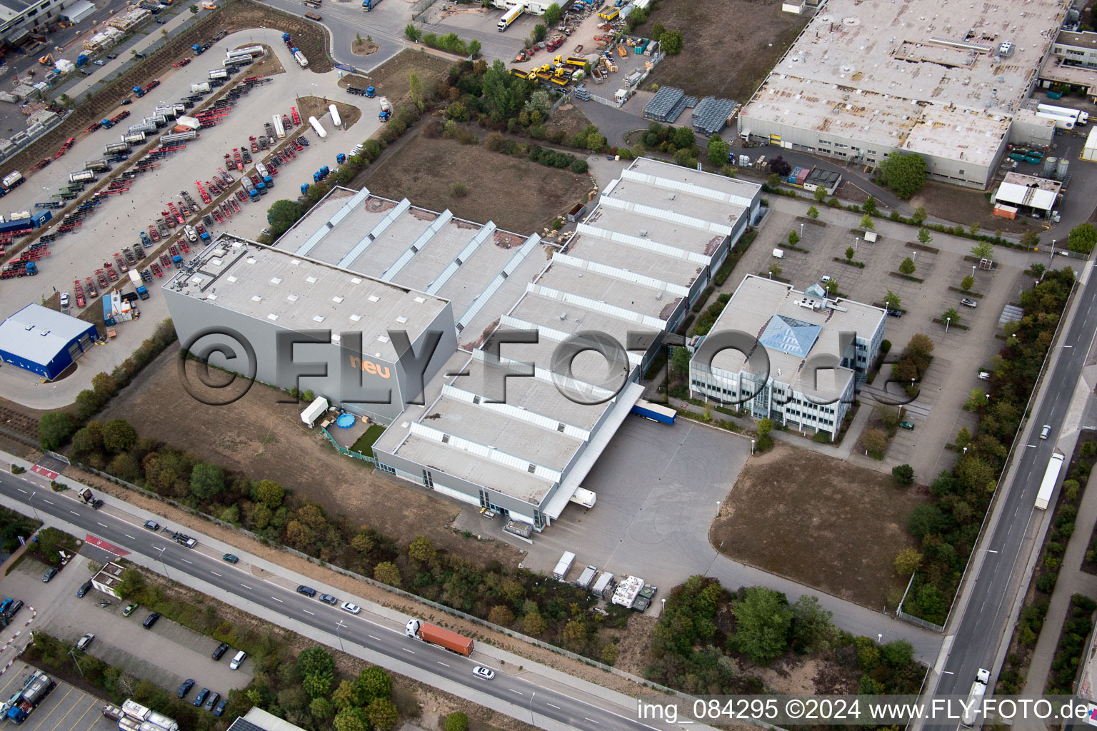 Industrial area North on the Rhine in Worms in the state Rhineland-Palatinate, Germany out of the air