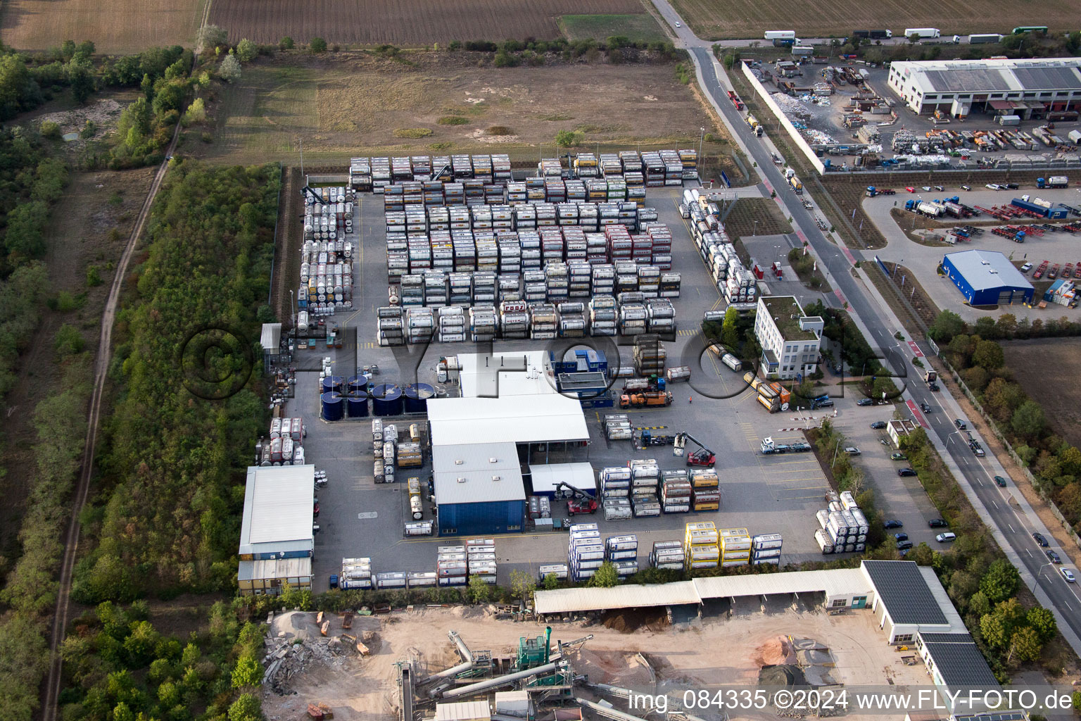 Industrial area Im Langgewan, forwarding company Kube & Kubenz in Worms in the state Rhineland-Palatinate, Germany out of the air