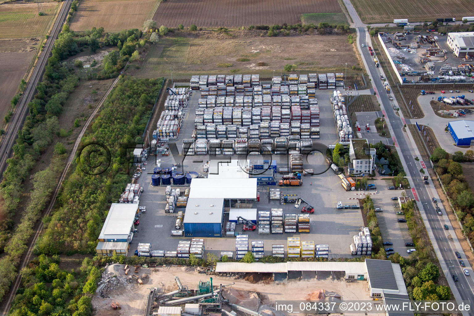 Warehouses and forwarding building Kube & Kubenz in Worms in the state Rhineland-Palatinate, Germany out of the air