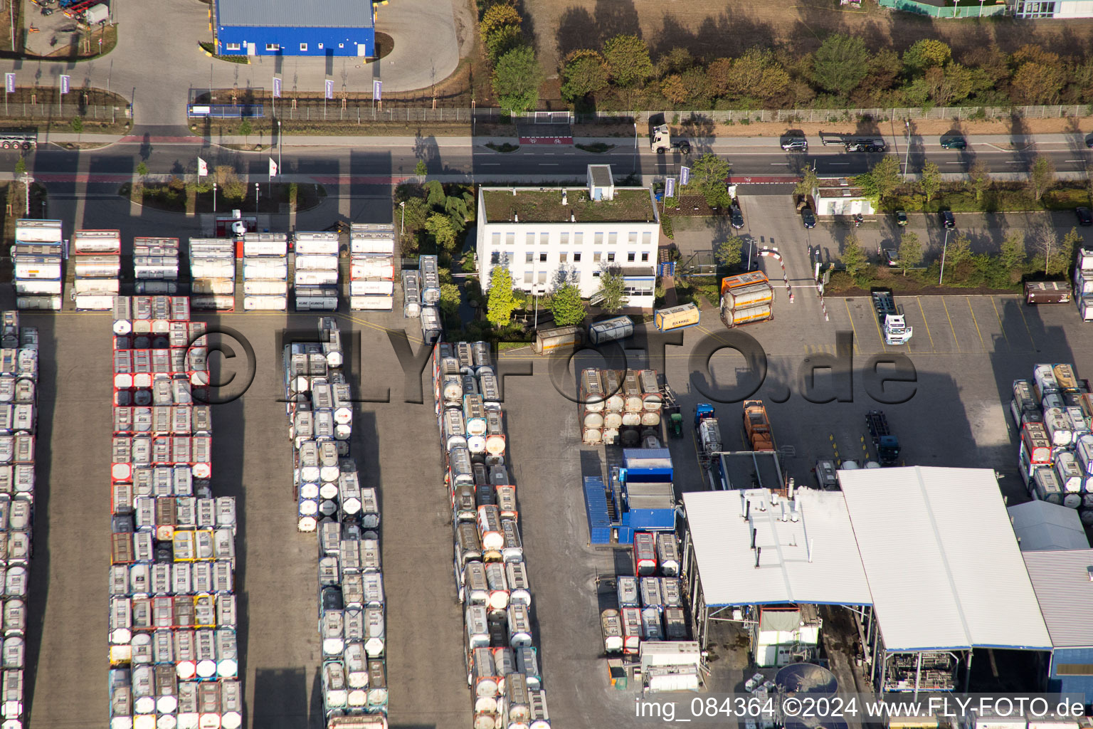 Industrial area Im Langgewan, forwarding company Kube & Kubenz in Worms in the state Rhineland-Palatinate, Germany out of the air