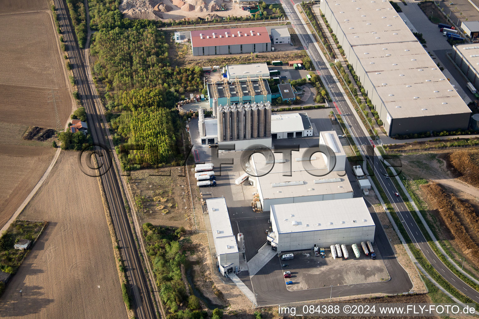 Industrial area North on the Rhine in Worms in the state Rhineland-Palatinate, Germany out of the air