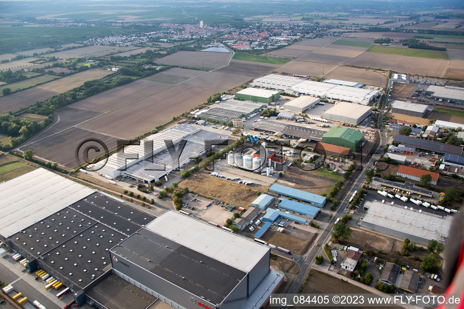 Aerial view of Bosch in the district Rheindürkheim in Worms in the state Rhineland-Palatinate, Germany