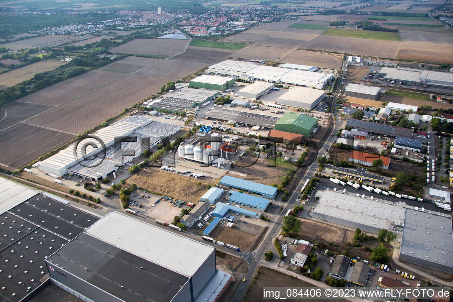 Aerial photograpy of Bosch in the district Rheindürkheim in Worms in the state Rhineland-Palatinate, Germany