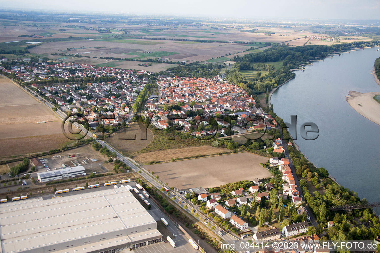 District Rheindürkheim in Worms in the state Rhineland-Palatinate, Germany from above