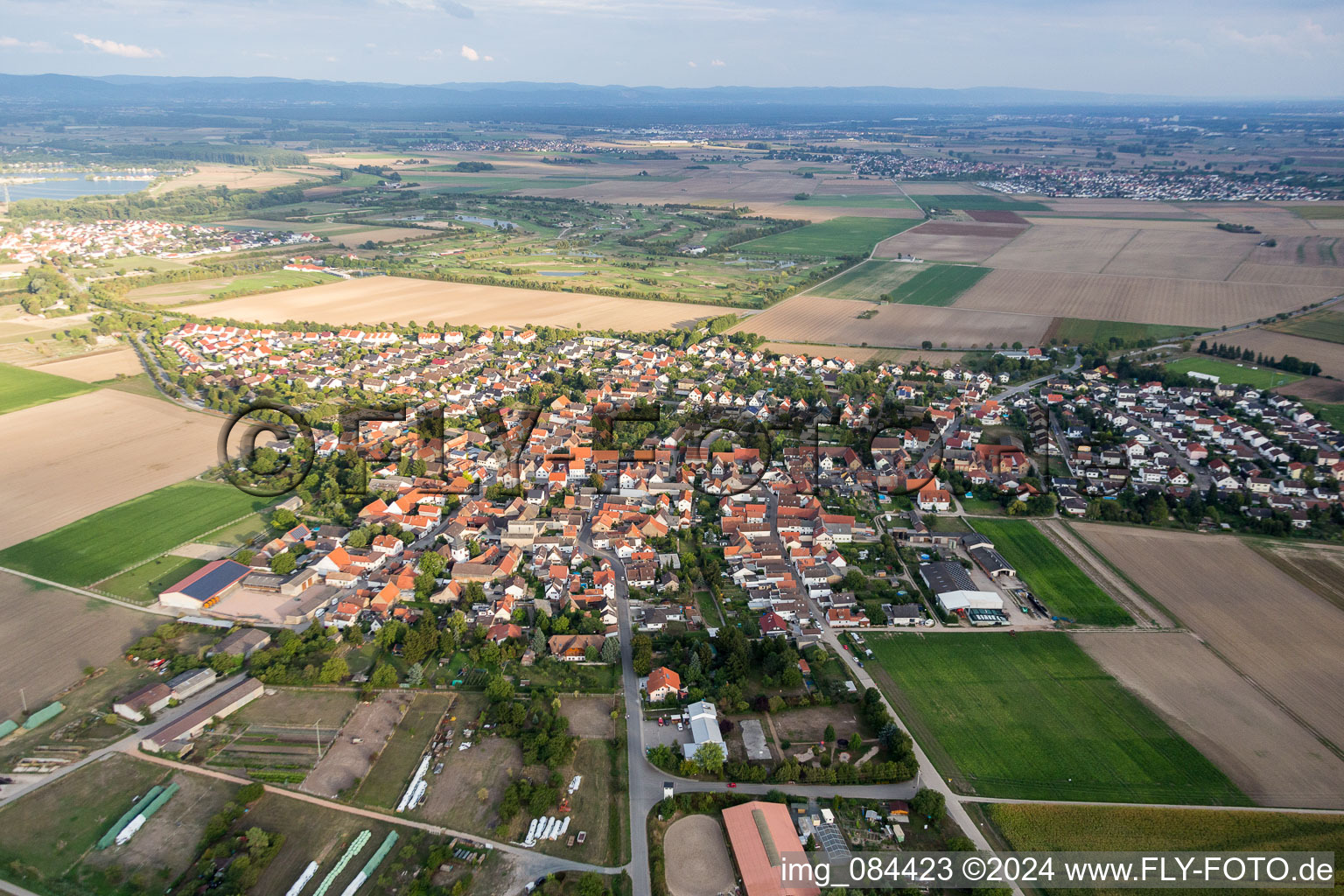 Aerial photograpy of District Nordheim in Biblis in the state Hesse, Germany