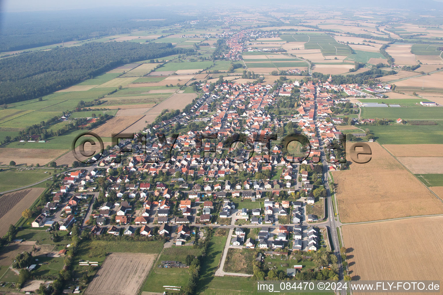 Minfeld in the state Rhineland-Palatinate, Germany from the plane