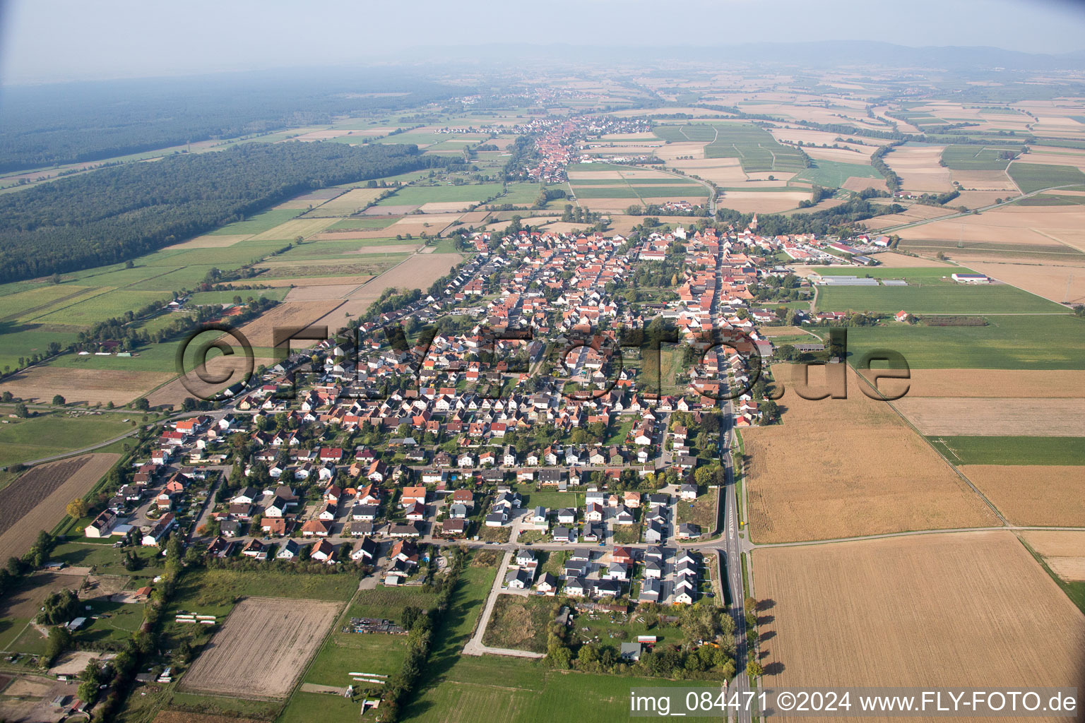 Bird's eye view of Minfeld in the state Rhineland-Palatinate, Germany