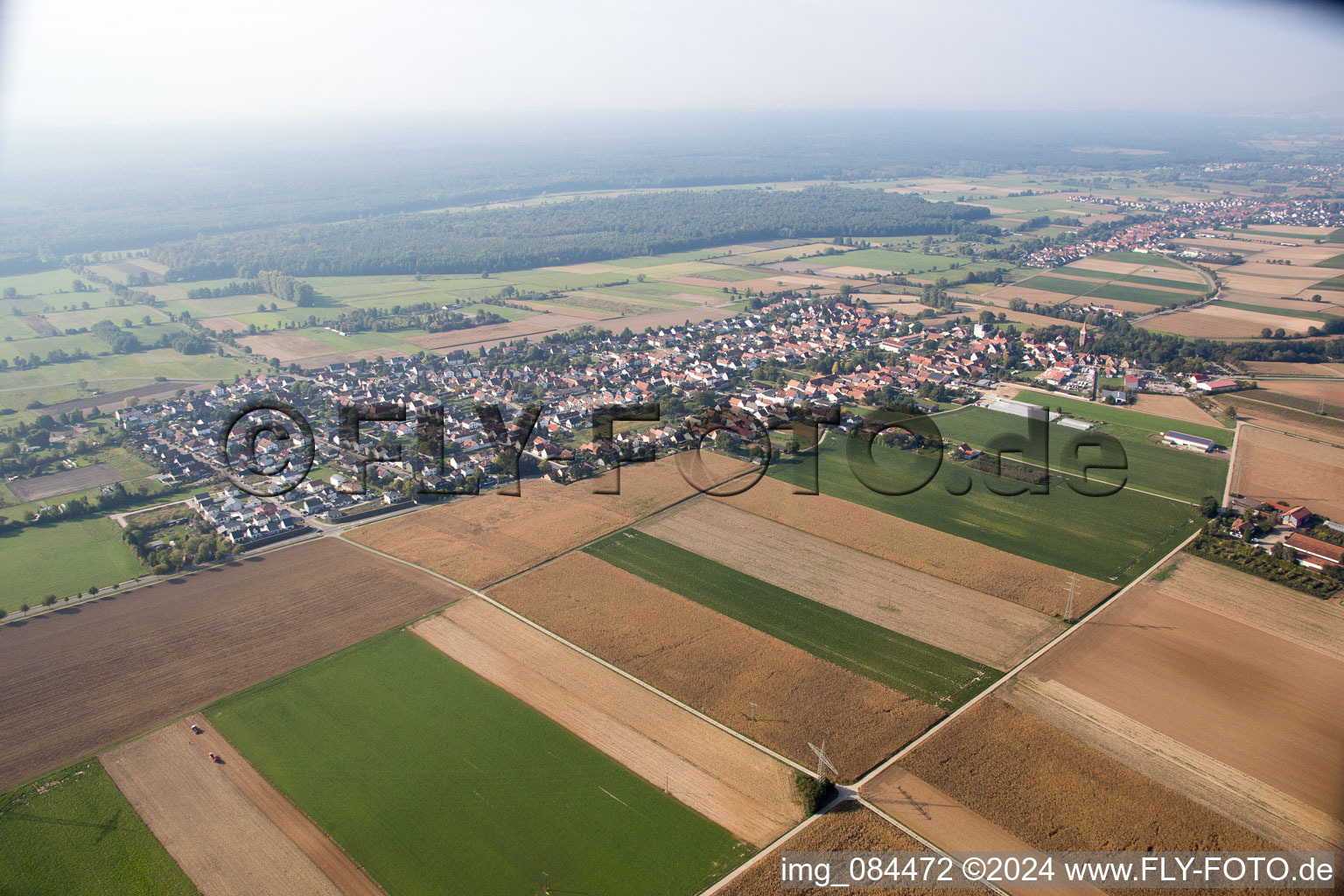 Minfeld in the state Rhineland-Palatinate, Germany viewn from the air