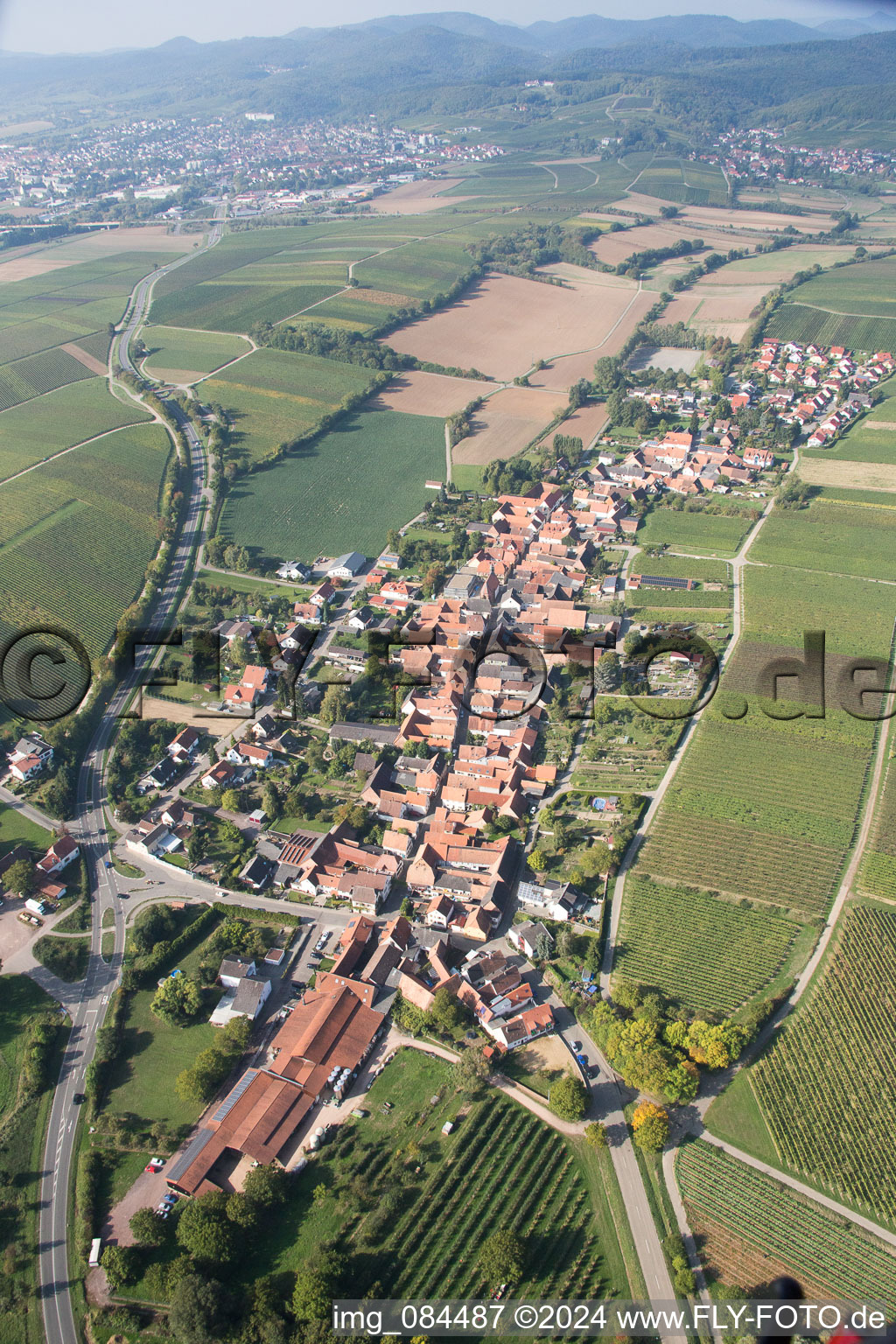 Oblique view of Niederhorbach in the state Rhineland-Palatinate, Germany