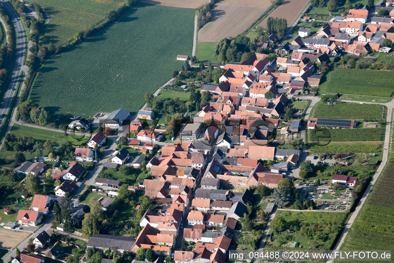 Niederhorbach in the state Rhineland-Palatinate, Germany from above