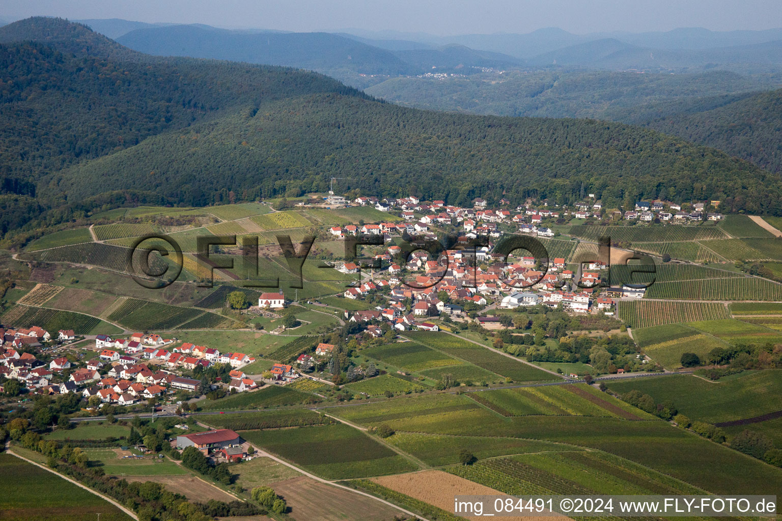 District Gleiszellen in Gleiszellen-Gleishorbach in the state Rhineland-Palatinate, Germany from above