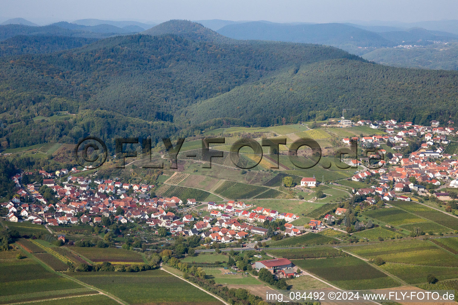 Oblique view of District Gleishorbach in Gleiszellen-Gleishorbach in the state Rhineland-Palatinate, Germany