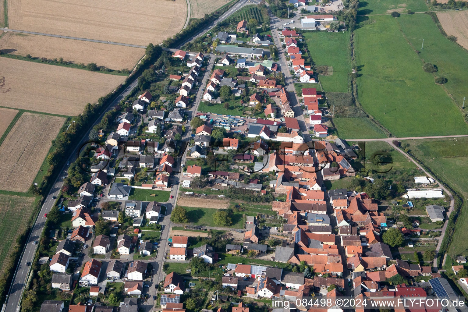 District Kapellen in Kapellen-Drusweiler in the state Rhineland-Palatinate, Germany seen from a drone