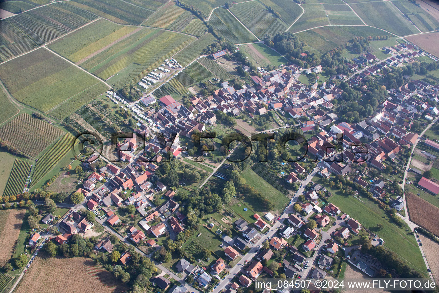 Dierbach in the state Rhineland-Palatinate, Germany seen from a drone