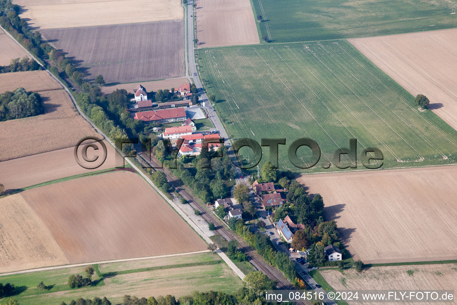 District Schaidt in Wörth am Rhein in the state Rhineland-Palatinate, Germany from the plane