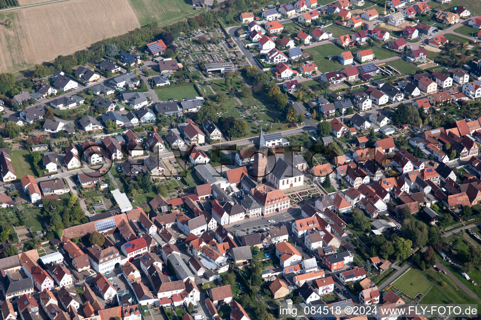 Bird's eye view of District Schaidt in Wörth am Rhein in the state Rhineland-Palatinate, Germany