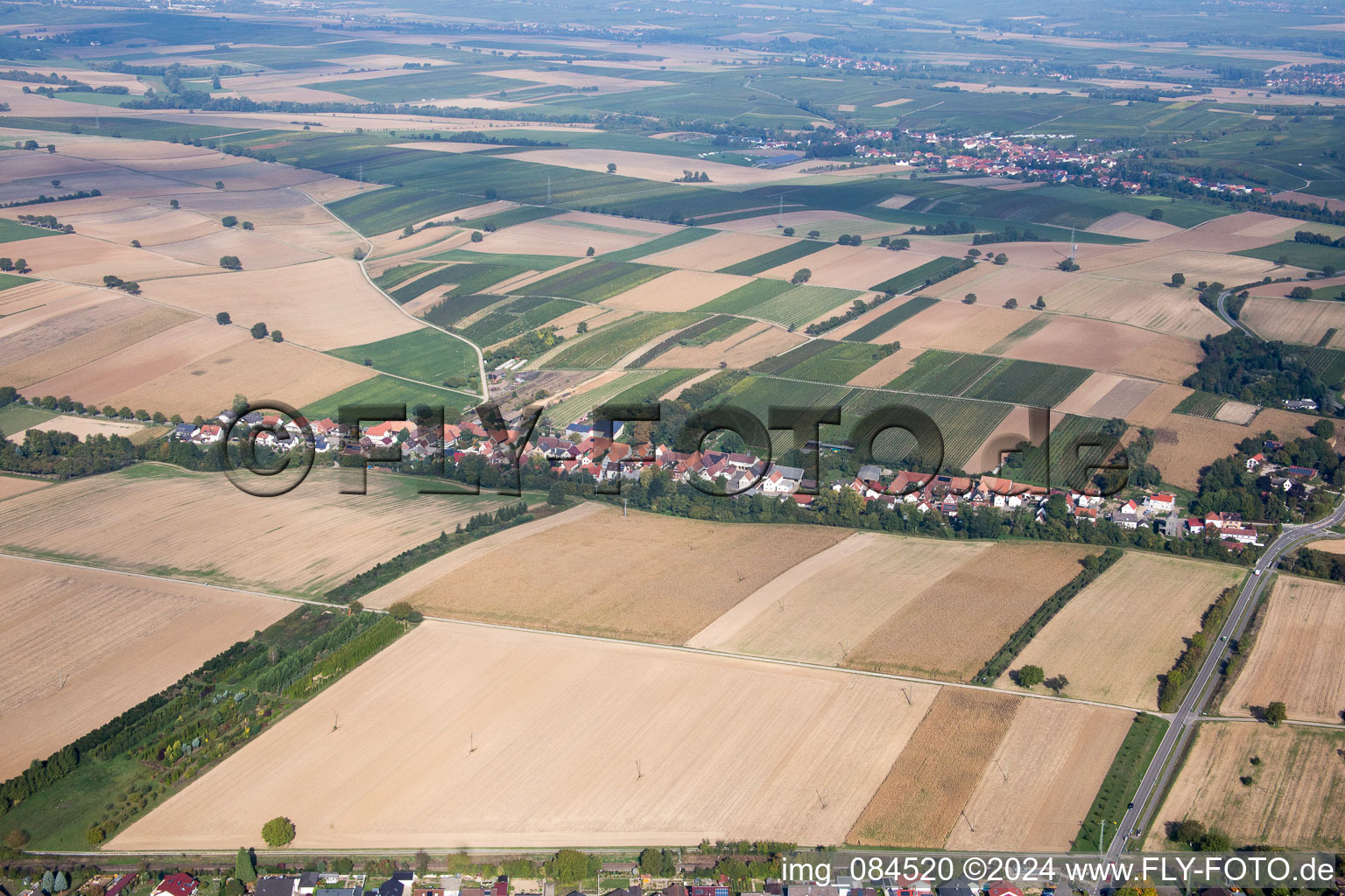 Drone recording of Vollmersweiler in the state Rhineland-Palatinate, Germany