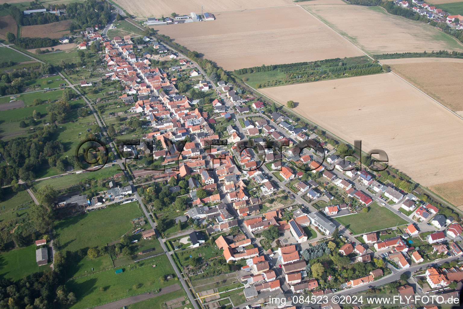 Drone recording of District Schaidt in Wörth am Rhein in the state Rhineland-Palatinate, Germany