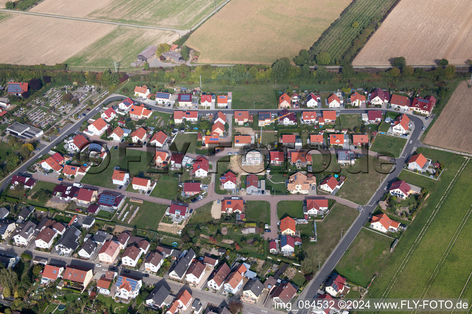 District Schaidt in Wörth am Rhein in the state Rhineland-Palatinate, Germany seen from a drone