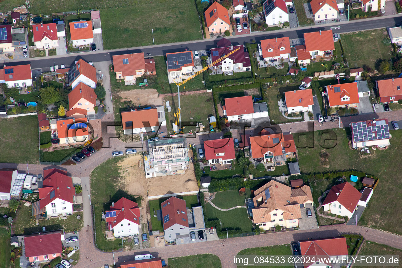 Aerial view of District Schaidt in Wörth am Rhein in the state Rhineland-Palatinate, Germany