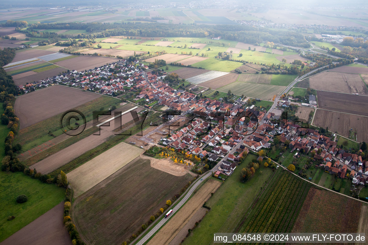Erlenbach bei Kandel in the state Rhineland-Palatinate, Germany from above