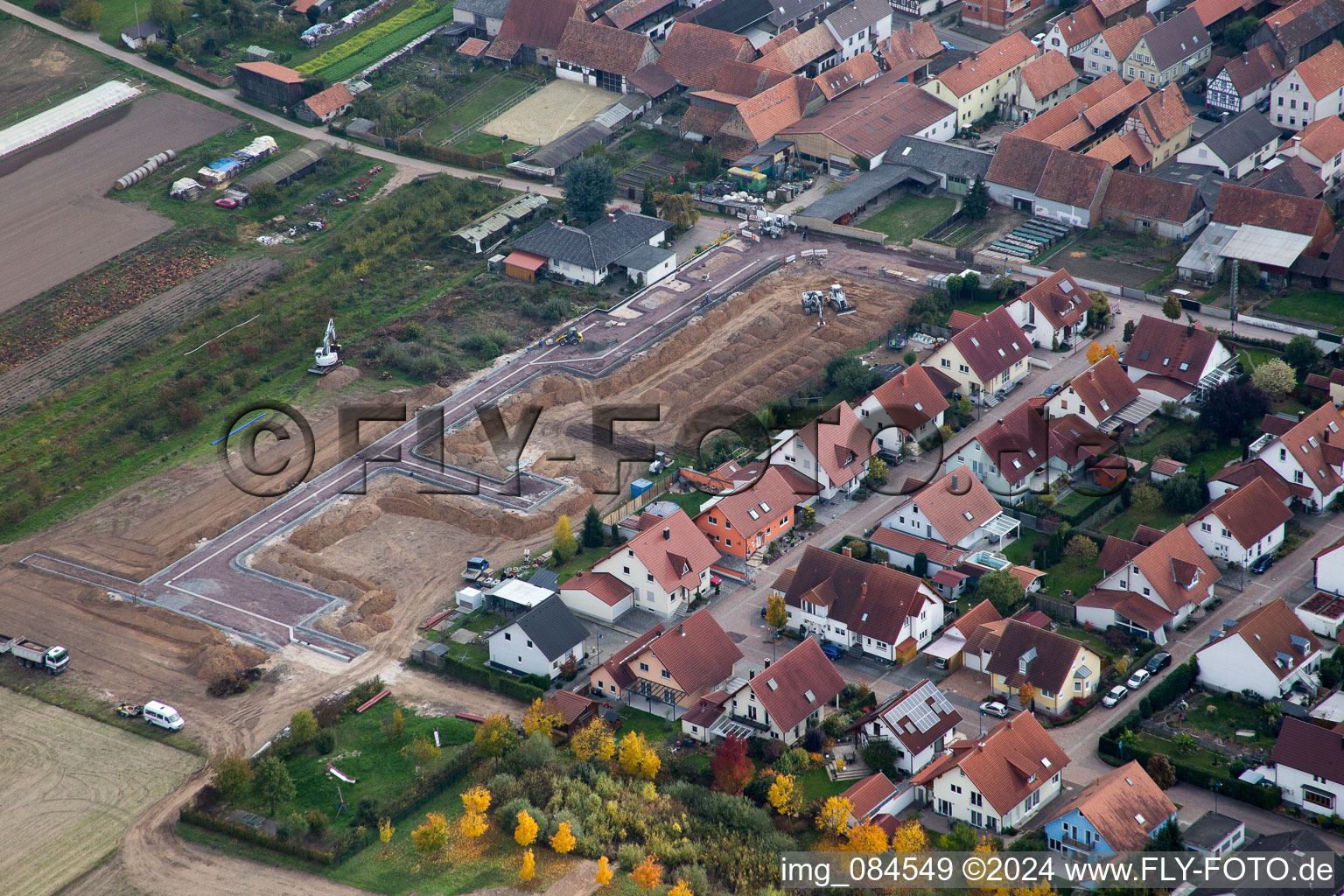 New development area in the nursery in Erlenbach bei Kandel in the state Rhineland-Palatinate, Germany