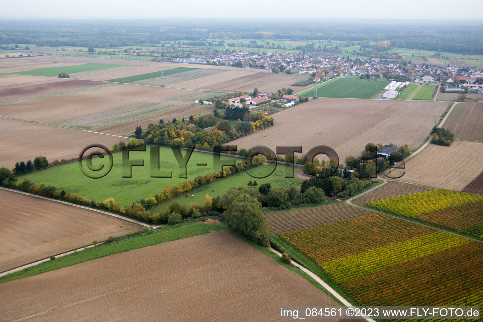 Minfeld in the state Rhineland-Palatinate, Germany from the drone perspective