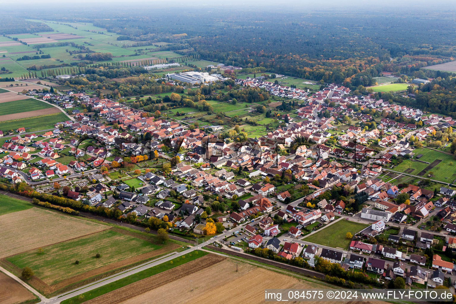 Town View of the streets and houses of the residential areas in the district Schaidt in Woerth am Rhein in the state Rhineland-Palatinate, Germany