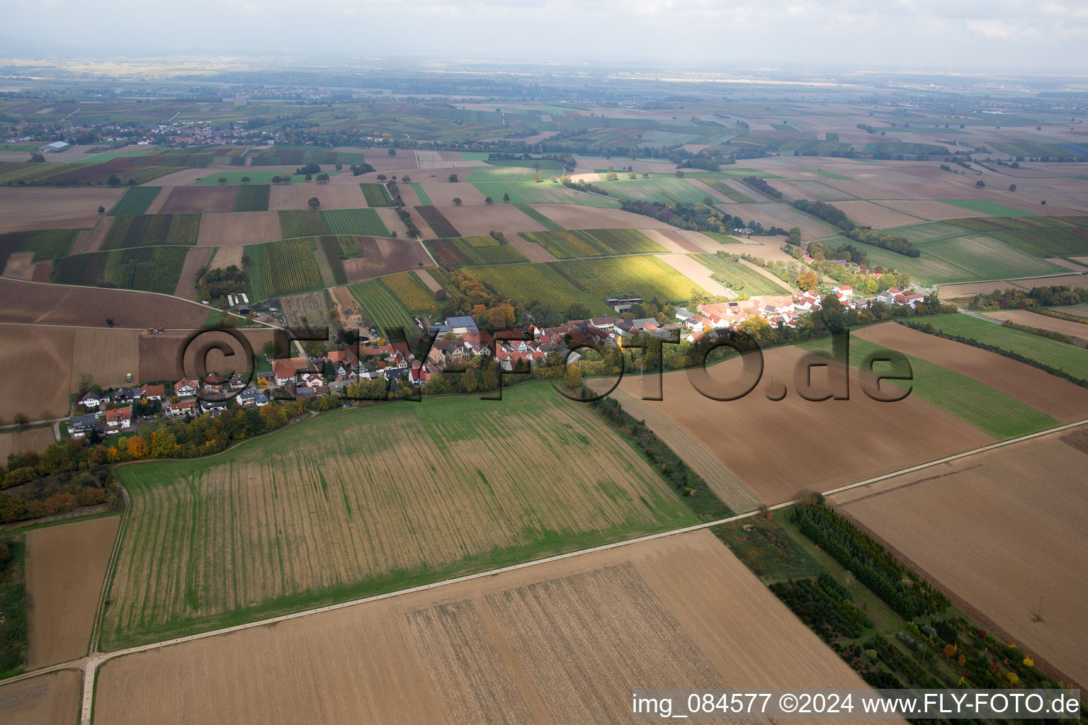 Oblique view of Vollmersweiler in the state Rhineland-Palatinate, Germany