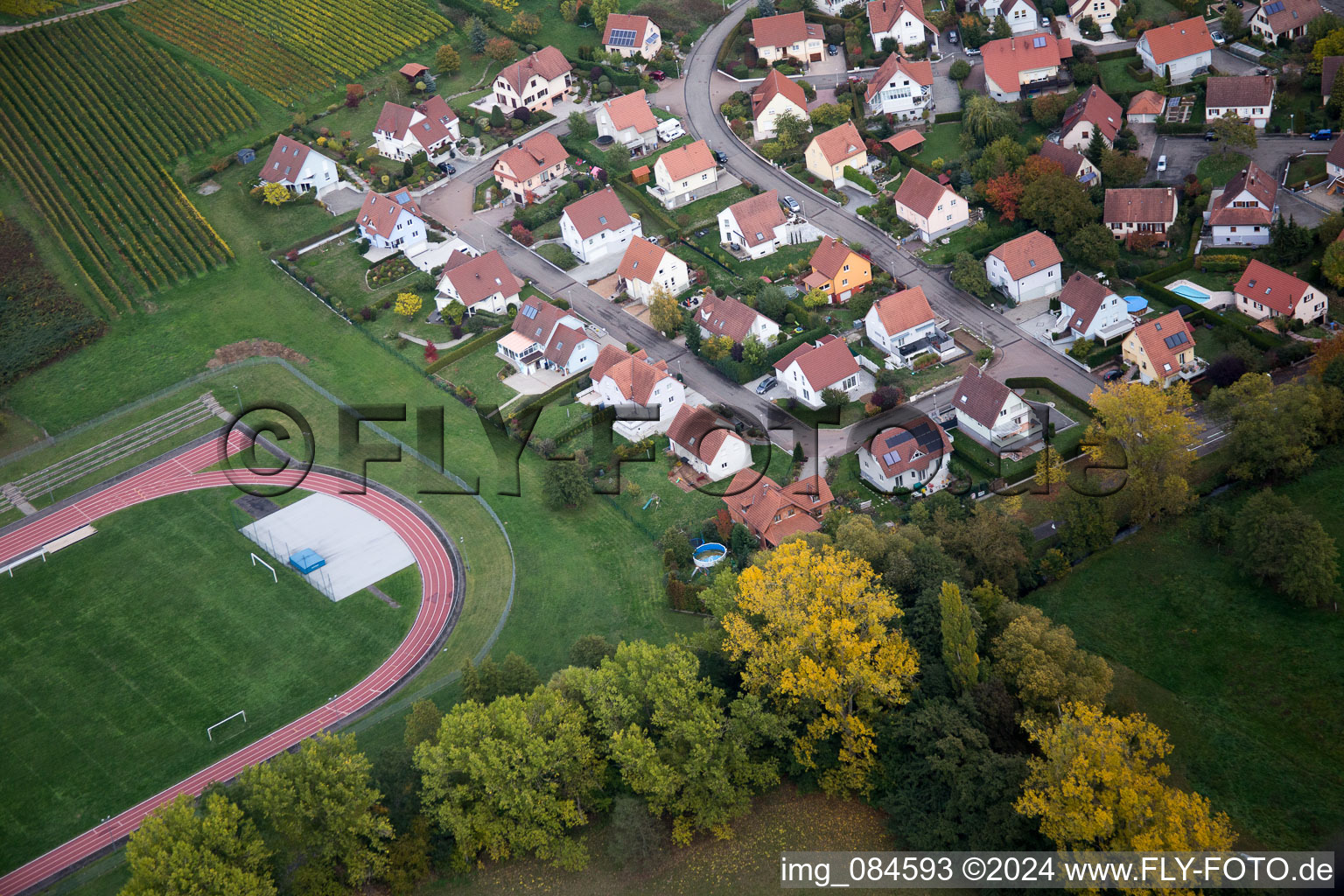 District Altenstadt in Wissembourg in the state Bas-Rhin, France from the plane