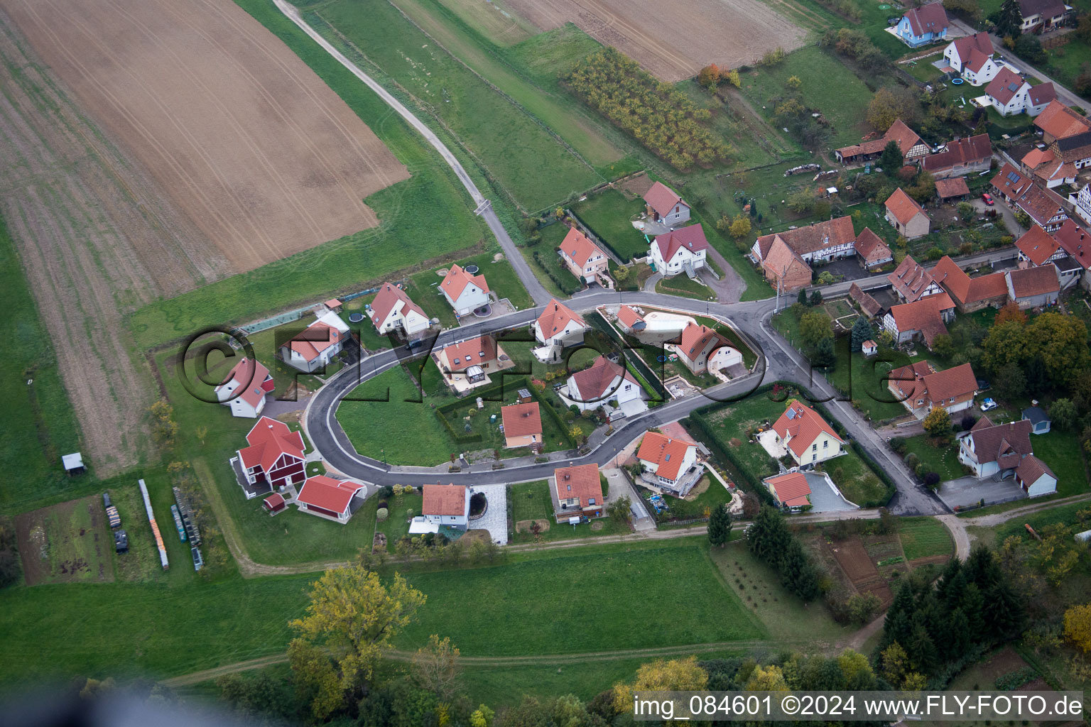 Cleebourg in the state Bas-Rhin, France from the plane