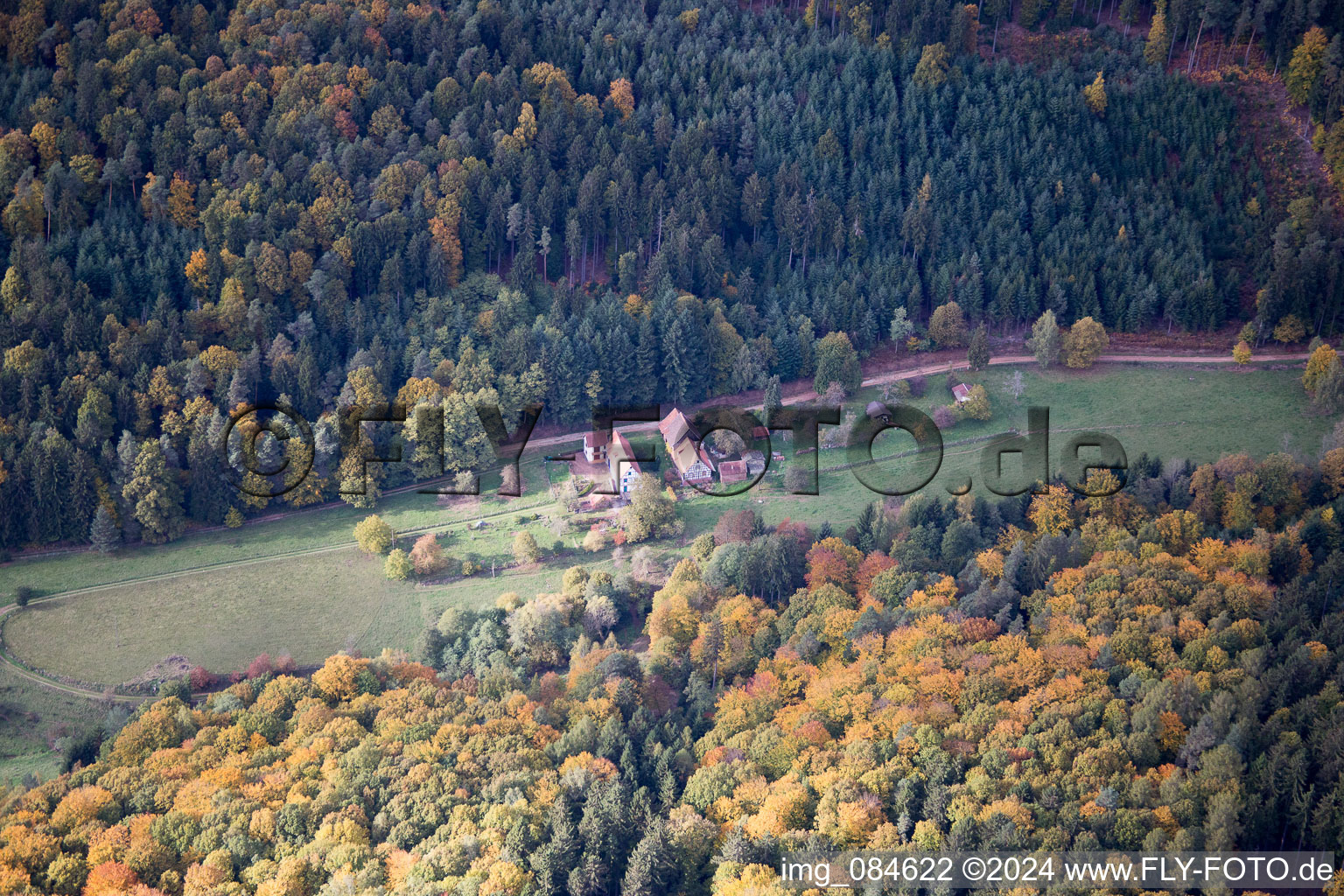 Nehwiller-près-Wœrth in the state Bas-Rhin, France from above