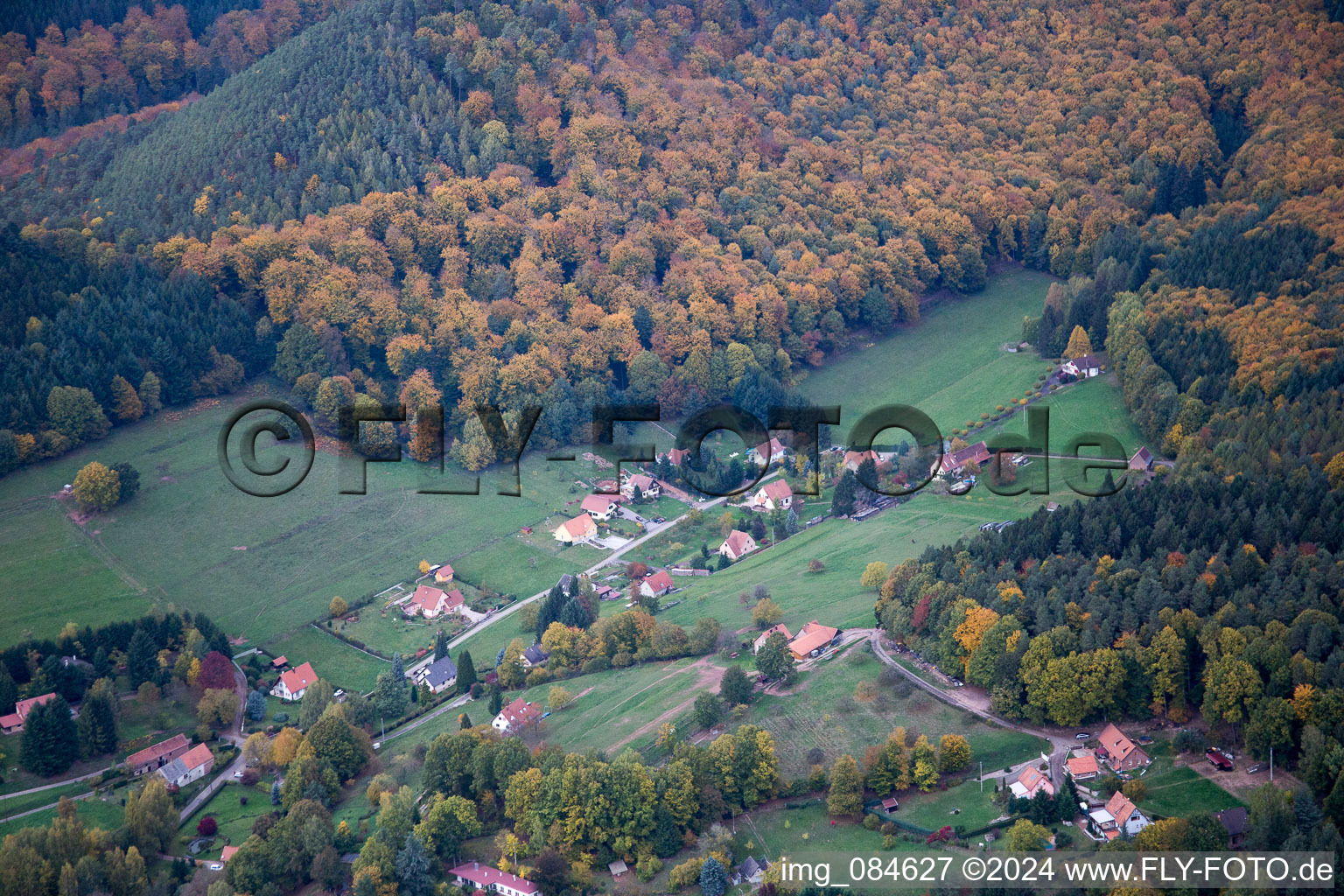Aerial view of Windstein in the state Bas-Rhin, France