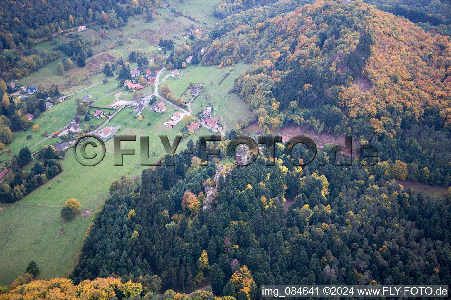 Windstein in the state Bas-Rhin, France viewn from the air