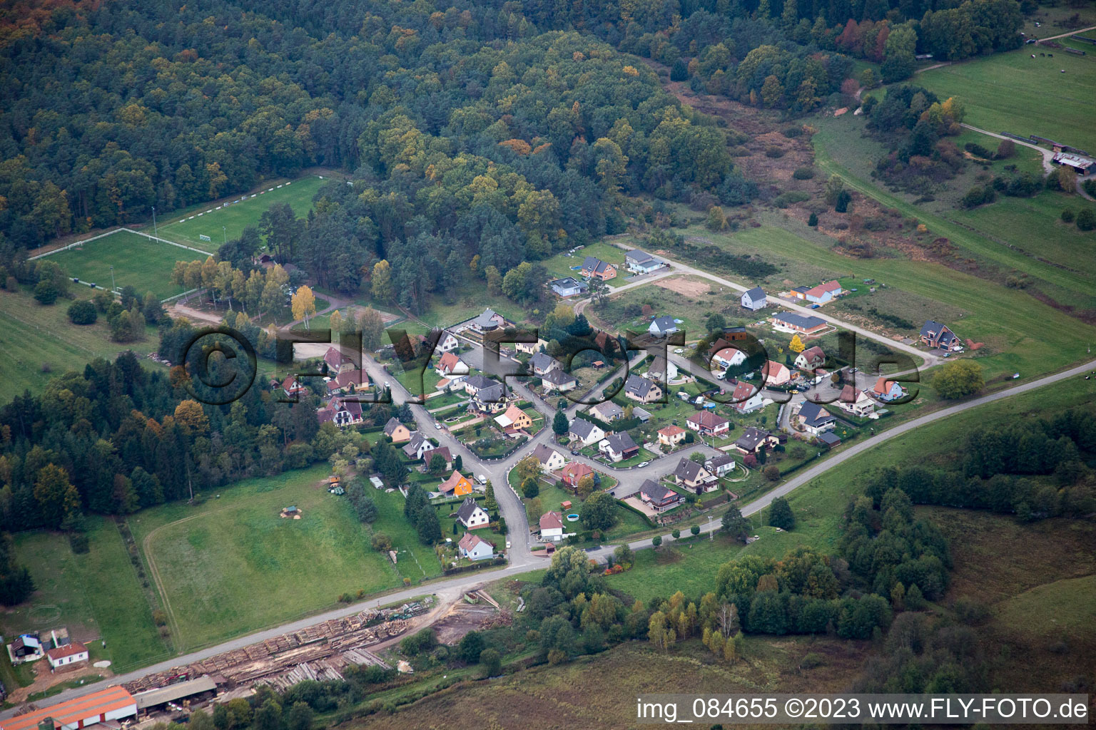 Dambach in the state Bas-Rhin, France from above