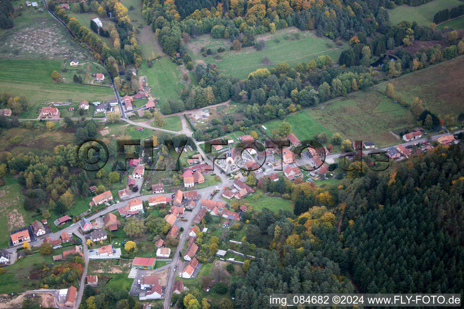 Dambach in the state Bas-Rhin, France from above