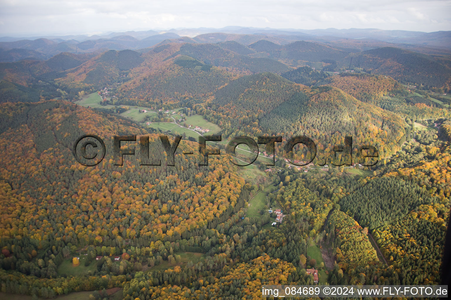 Dambach in the state Bas-Rhin, France seen from above