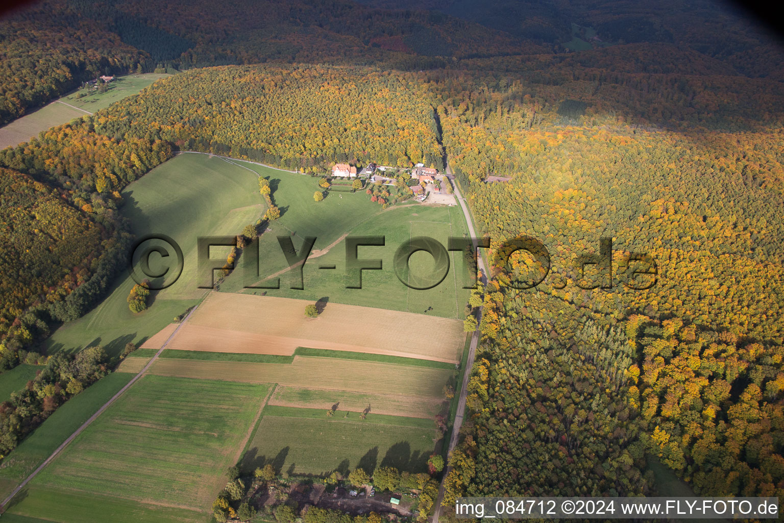 Oblique view of Villa le Riessack in Niederbronn-les-Bains in the state Bas-Rhin, France