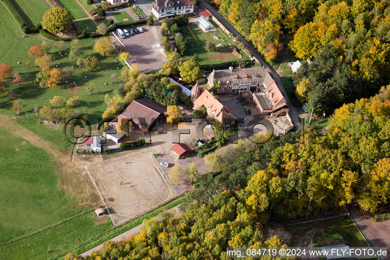 Niederbronn-les-Bains in the state Bas-Rhin, France seen from above