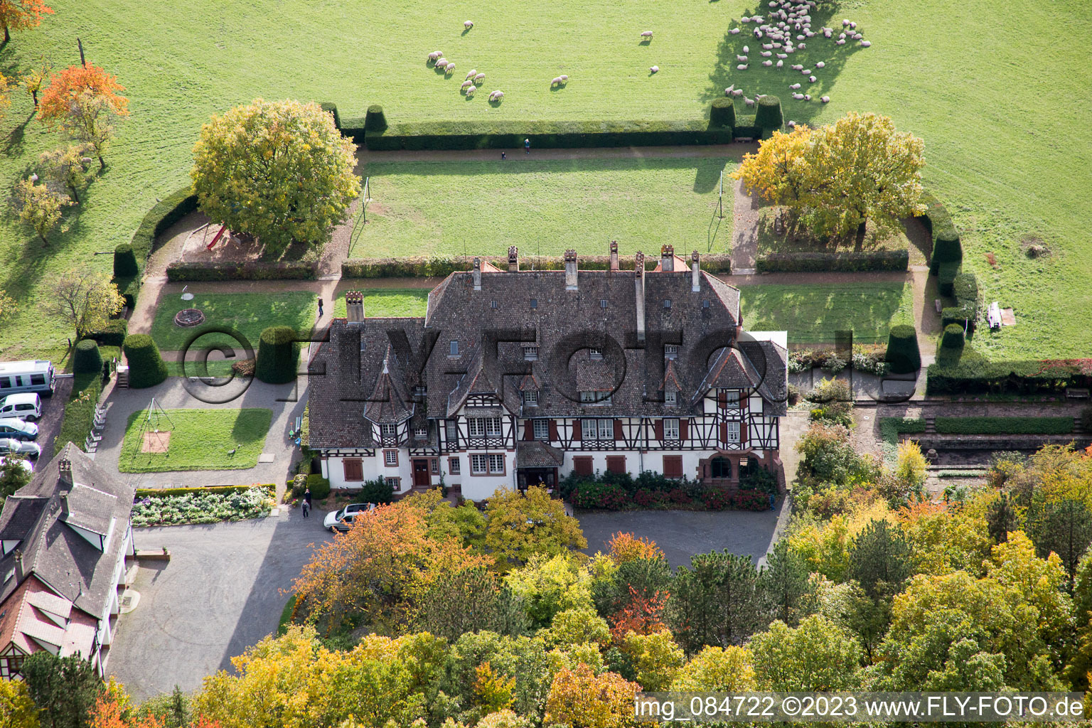 Villa le Riessack in Niederbronn-les-Bains in the state Bas-Rhin, France out of the air