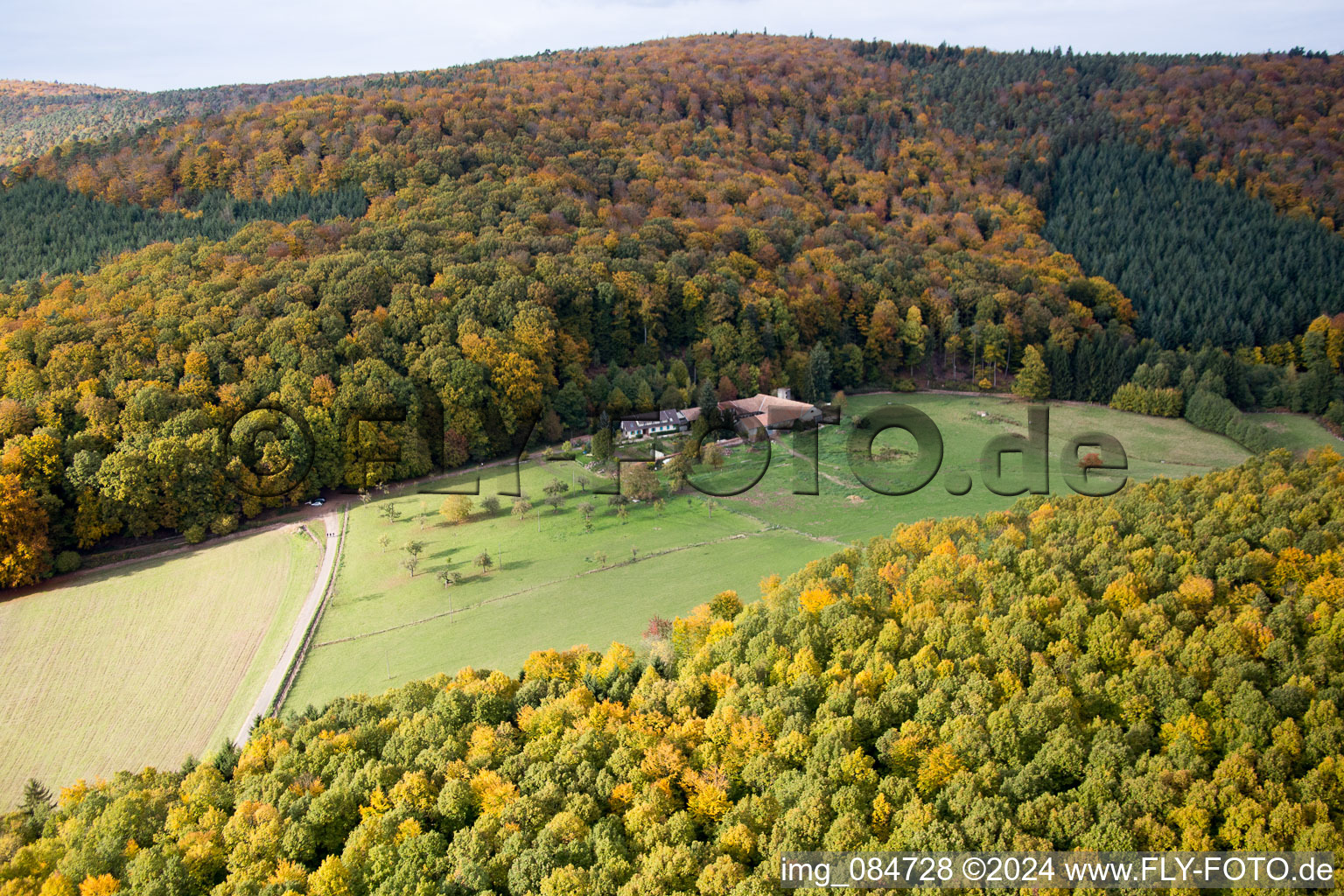 Drone recording of Niederbronn-les-Bains in the state Bas-Rhin, France