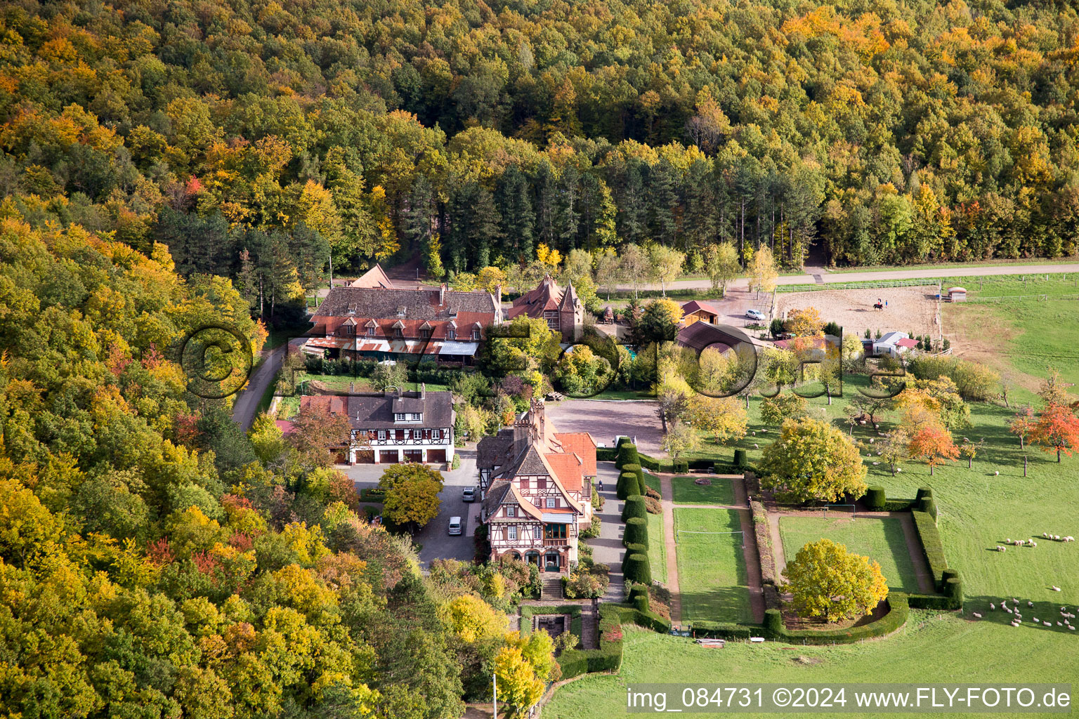 Aerial photograpy of Center rencontre Albert Schweitzer in Niederbronn-les-Bains in the state Bas-Rhin, France