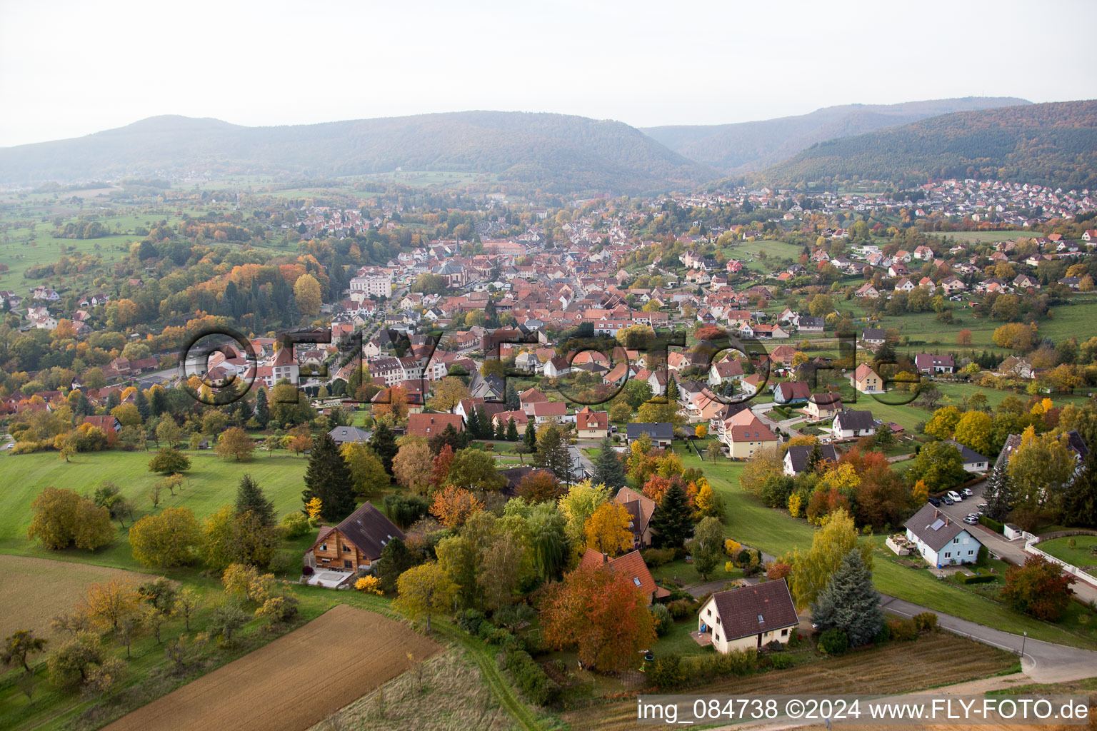 Drone image of Niederbronn-les-Bains in the state Bas-Rhin, France