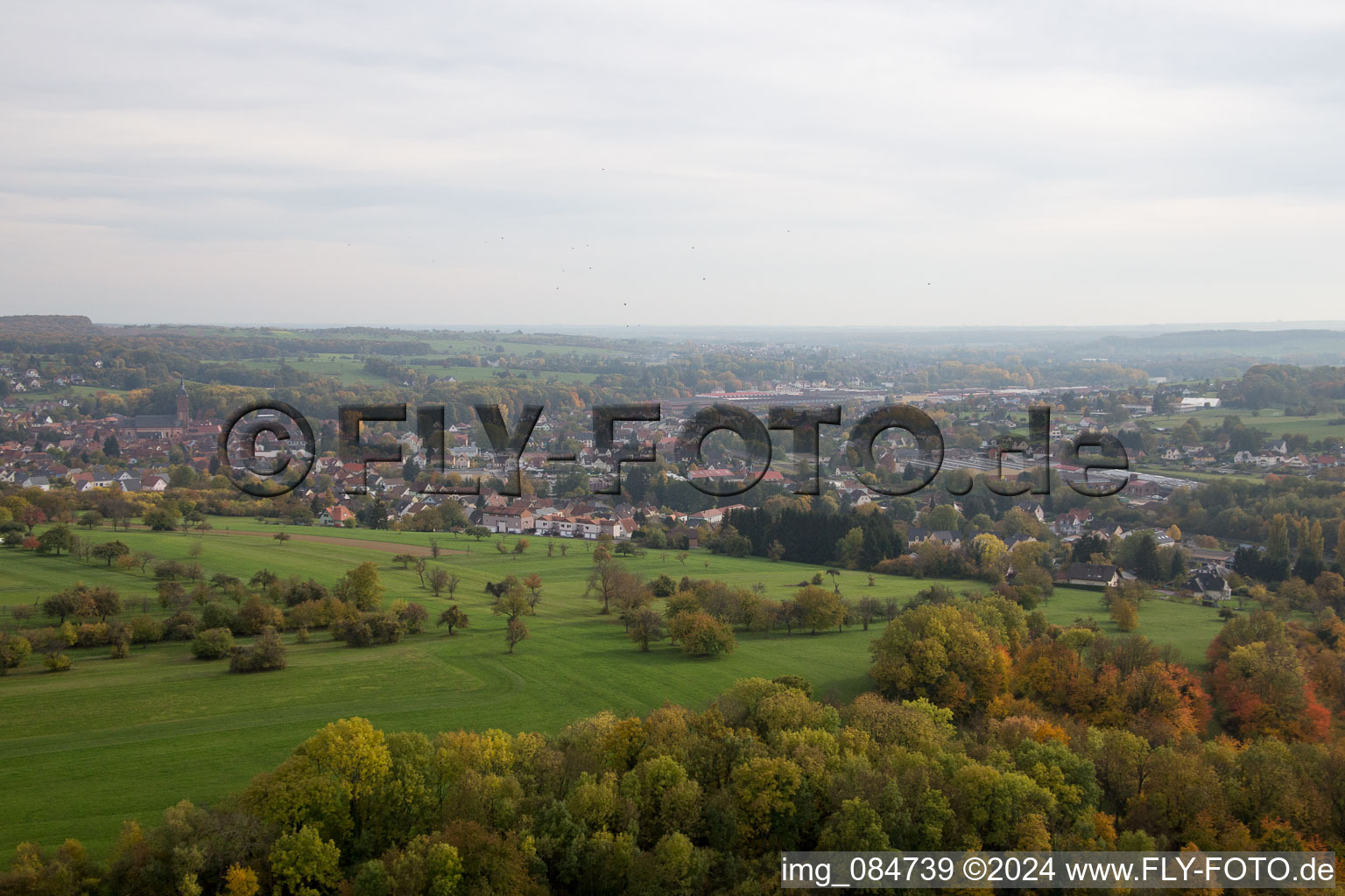 Niederbronn-les-Bains in the state Bas-Rhin, France from the drone perspective