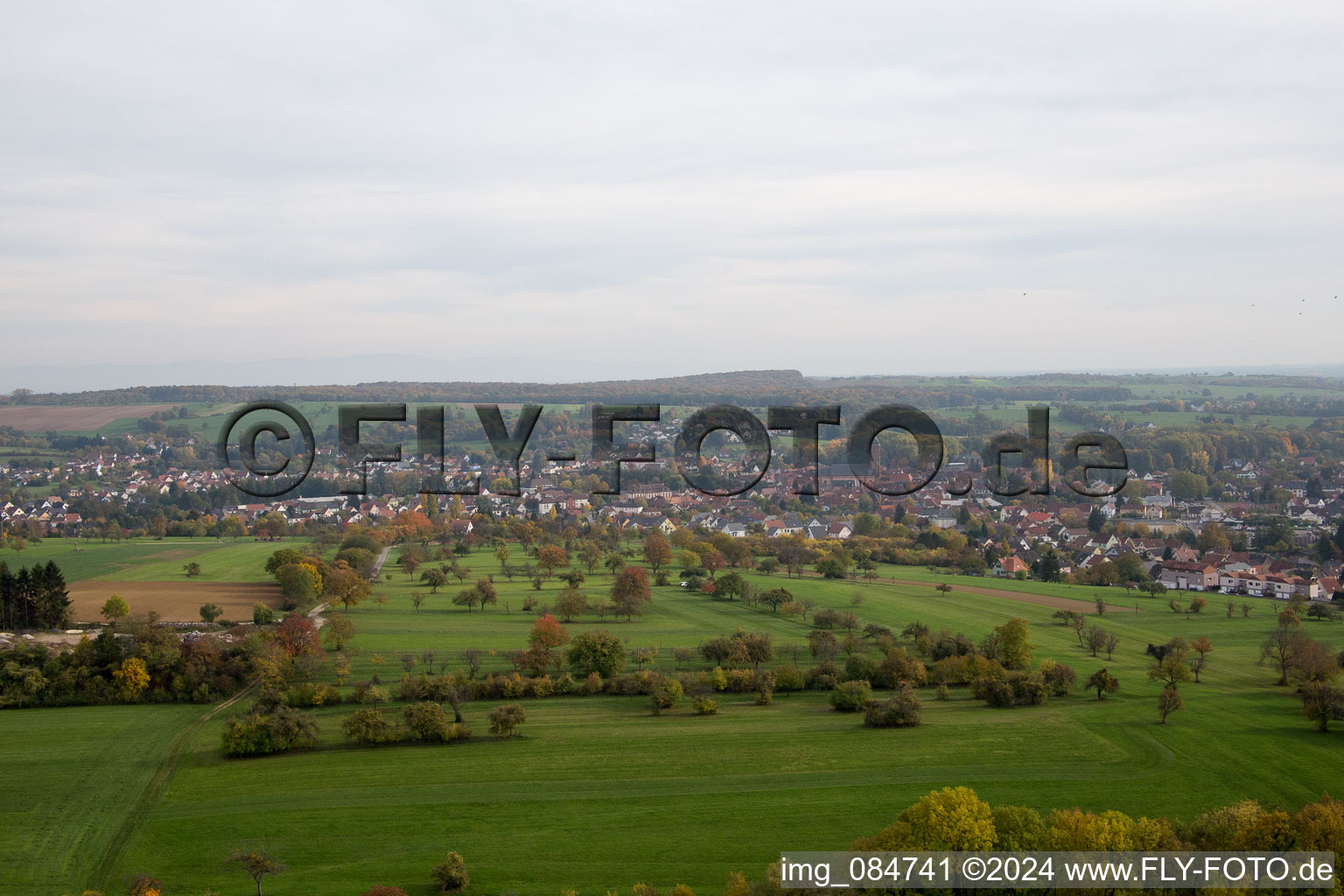 Niederbronn-les-Bains in the state Bas-Rhin, France seen from a drone