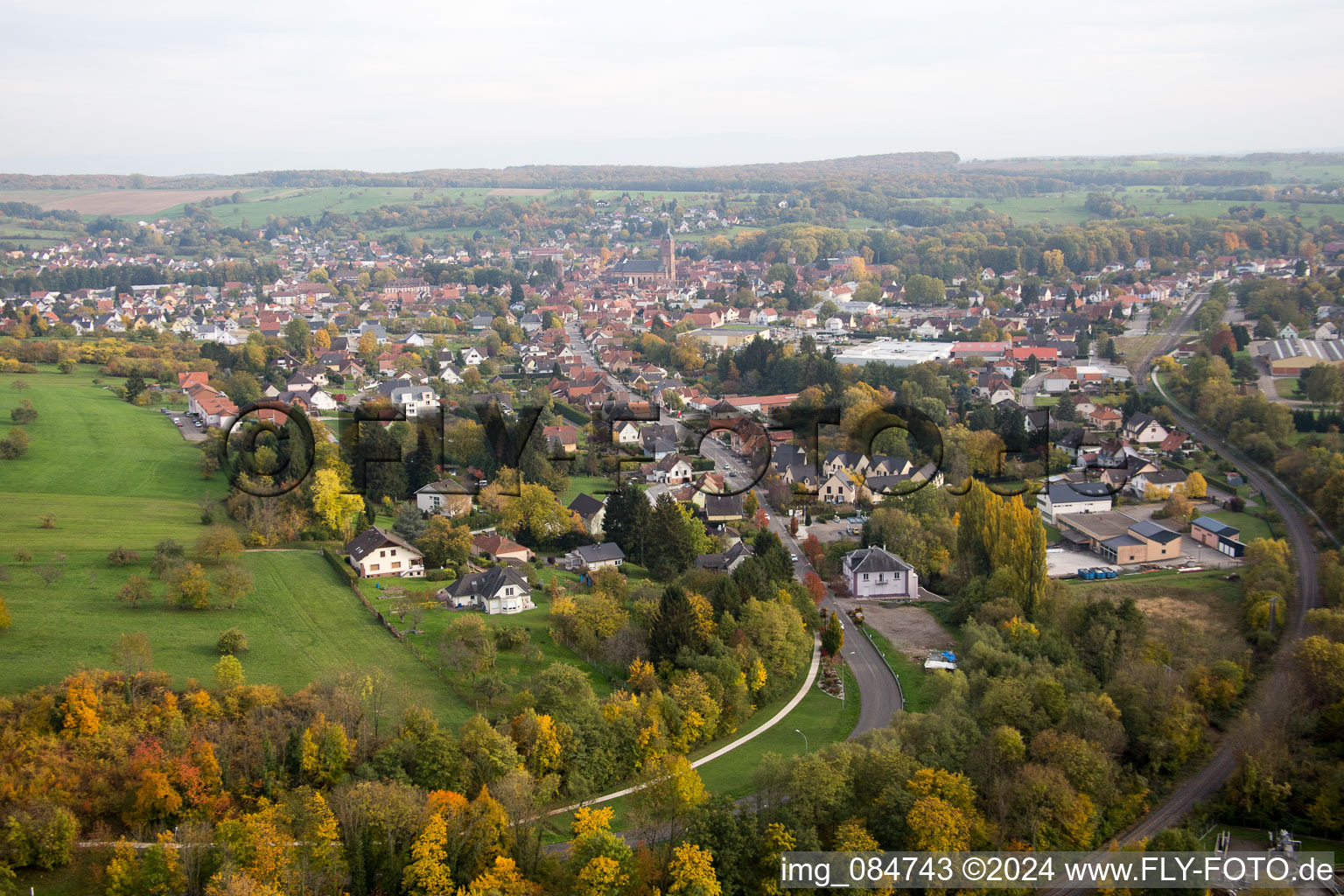 Aerial photograpy of Niederbronn-les-Bains in the state Bas-Rhin, France